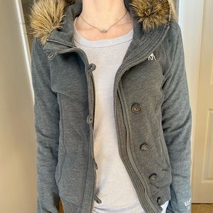 Abercrombie grey jacket with fur hood